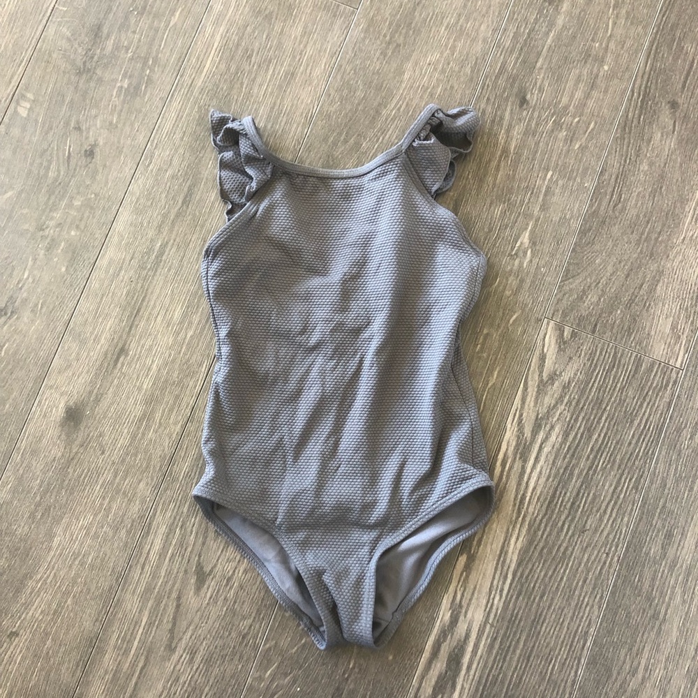 Girls' H&M Grey Ruffle Strap One-Piece Swimsuit | Size 4-6T
